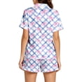 thumbnail image 3 of MEZZALL Women Satin Pajama Set Lapel Collar Short Sleeve Button Down Top Elastic Waist Shorts Loungewear Sleep Set Bowknot Print Sleepwear for Ladies Home Nightwear Fashionable 2 Piece Pjs, 3 of 5