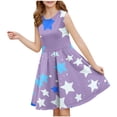 thumbnail image 1 of RXIRUCGD 2025 Vêtements d'Été pour Enfants Filles Robe Sans Manches Extensible Ligne A Évasée Patineuse Récital d'École Robe à Manches Courtes à Col Rond, 1 of 5