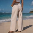 thumbnail image 4 of Womens Palazzo Pants 2026 Summer Striped Wide Leg Trousers Elastic Waist Flowy Lounge Pant with Pockets Beige XL, 4 of 5