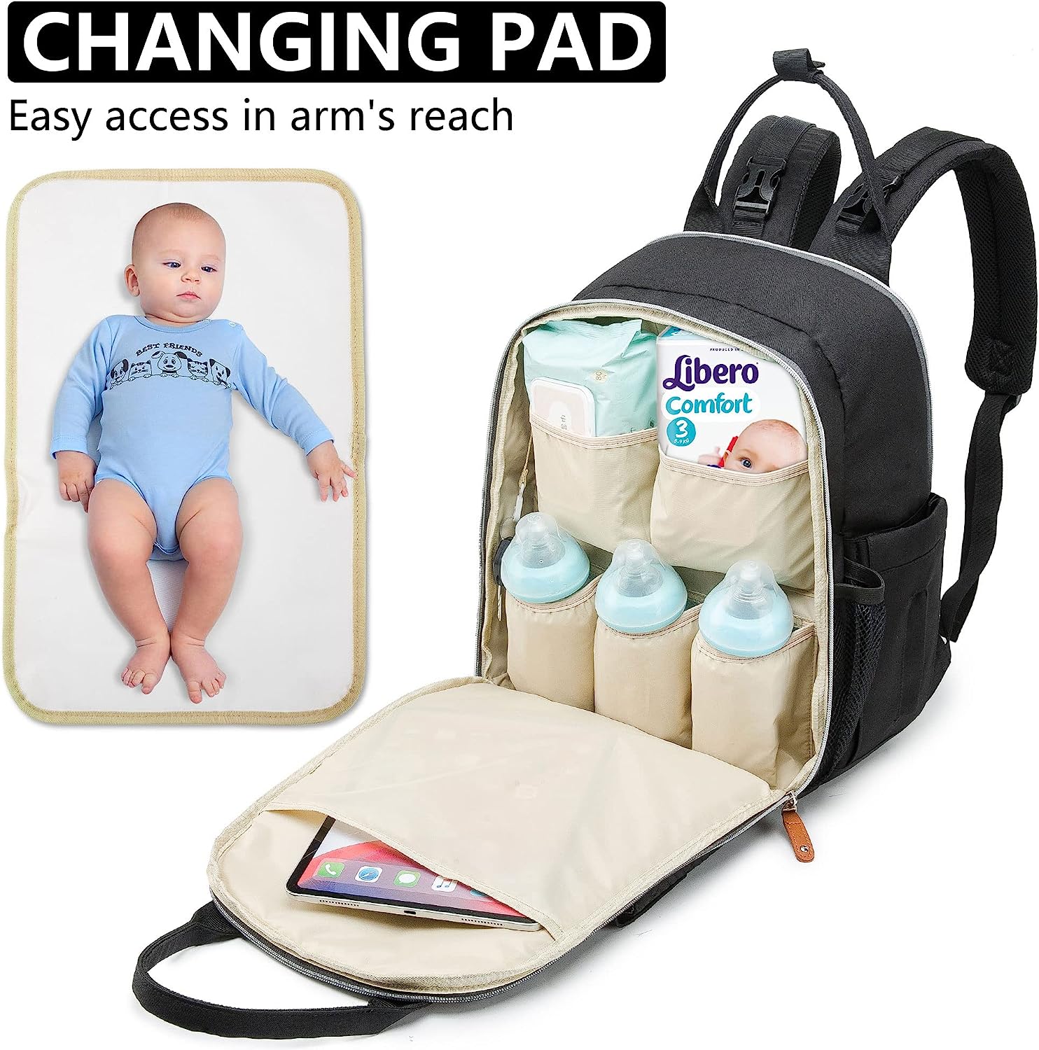 Mummy Maternity Nappy Bag: Large Capacity Multifunctional Diaper Backpack Splash-proof Mummy Bag Fashionable Travel Backpack for Baby Care - image 2 of 6