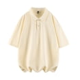 thumbnail image 5 of Afuyipoi Men's Polo Shirt,Fashionable Short Sleeve Large Size Loose Lapel Tees Beige 5XL, 5 of 6