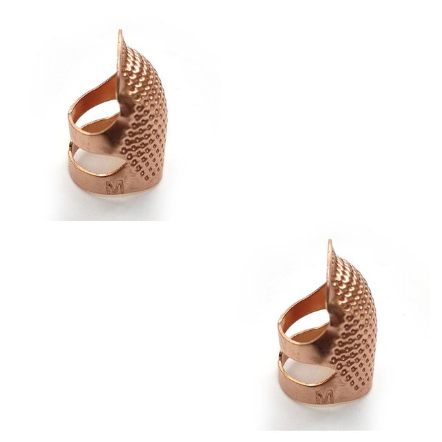 Inteprter Dedal de protección para la punta de los dedos, agujas para trabajar a mano, manualidades, costura ajustable, accesorios de bordado, oro rosa M Oro rosa METRO 2piezas Inteprter CBP212554