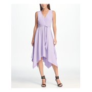 DKNY Womens Purple Sleeveless V Neck Midi Fit + Flare Evening Dress Size: 2