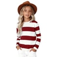 thumbnail image 4 of Ruyang Girls Striped Shirt Boys Long Sleeve Crewneck Basic T-Shirts Kids Fall Winter Cotton Soft School Undershirt, 4 of 7