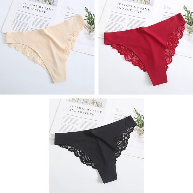 CINVIK Sexy Lace G String Bragas Mujer Nylon Seda Panty Tanga Calzoncillos Ropa interior Lencería Mujer Damas Floral Pantys Calzoncillos Tan Jianjun unisex