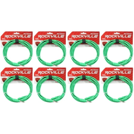8 Rockville RCTR110G Green 10' 1/4'' TRS to 1/4'' TRS  Cable 100% Copper