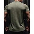 thumbnail image 4 of Domuza Compression Shirts for Men Active Crew Neck Tee Moisture Wicking Mens Workout Shirts Army Green L, 4 of 4