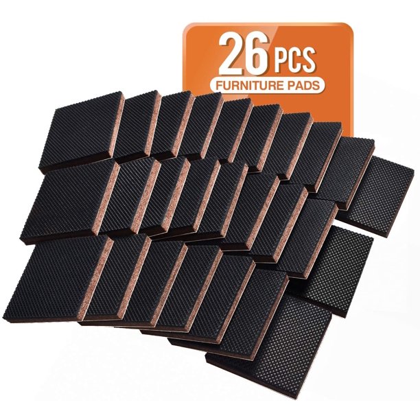 Non Slip Furniture Pads 26 pcs 2" Square Anti Slip Rubber Pads Self