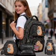 thumbnail image 2 of Yspwyqan Kids Backpack Set Ages 8-15, Bookworm Capybara Backpack and Lunch Box with Water Bottle Bag, 17 Inch Lightweight Casual Daypack Front Pocket for School Travel, 2 of 7