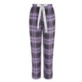 thumbnail image 5 of ZSQDM Womens Pajamas Set Women's Solid Color Round Neck T Check Printed Women's Casual Set Homewear Pajamas Top + Pants Set Purple XXXXL, 5 of 8