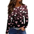 thumbnail image 3 of Lumtrix Valentine Shirts for Women Love Heart T Shirt Long Sleeve Valentines Gift Shirt Casual Crew Neck Tee Plus Size Side Split Tops Black M, 3 of 7