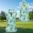 thumbnail image 5 of Jeiento His and Hers Matching Golf Shirts, Moisture Wicking Quick Dry Men's Short Sleeve Shirts & Women's Sleeveless Tank Top for Golf Tennis Outdoor Summer Sports, Tropical Palm Leaf Print, 5 of 7