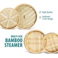 thumbnail image 2 of Bamboo Steamer Basket 10 inch - Dumpling Steamer - 2 Tier Asian Food Steamer - Bun Steamer - Perfect for Vegetable, Rice, Fish or any other Healthy Food, 2 of 6