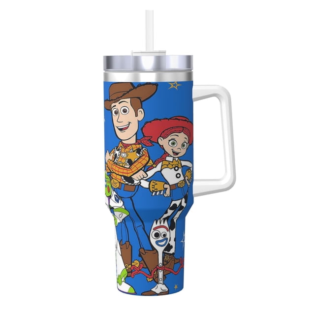 Woody Buzz Story Bouteille d'Eau 40oz Ice Bully avec Poignée Paille de Bouteille Sport Isolée en Acier Inoxydable Réutilisable Étanche Gobelet de Voiture