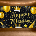 thumbnail image 5 of Glamorous Black and Gold Happy 70th Birthday Banner with Balloons Cakes and Champagne Party Decoration Backdrop for Birthday Party Photography Props Decorations, 5 of 8