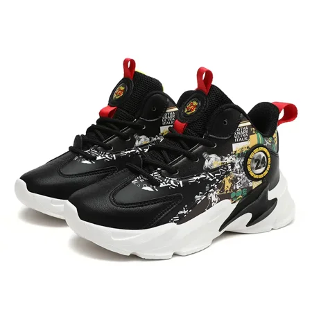 

GEDER-S2 Boys Basketball Chunky Sneakers Lace-up Non-slip Sports Shoes Kids Shoes