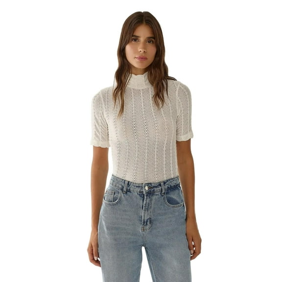 Slim Fit Textured Long Sleeve Blouse