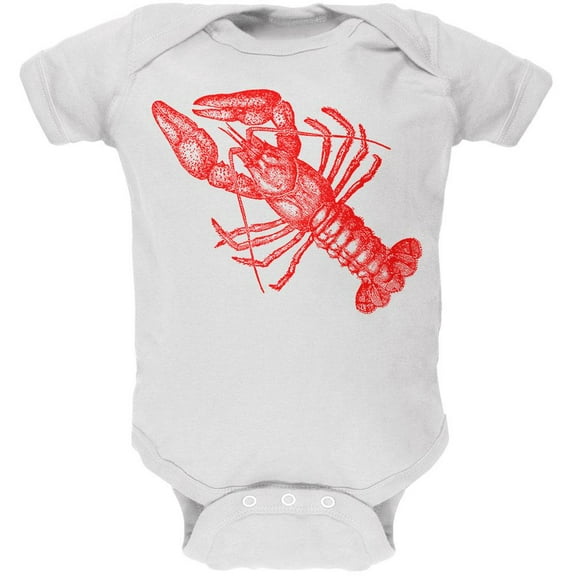 Lobster Crustacean Copperplate Soft Baby One Piece White 18-24 M