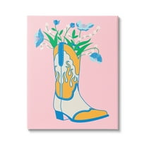 Stupell Industries Pastel Cowgirl Boot Botanical & Floral Painting Gallery Wrapped Canvas Art Print Wall Art, 36 x 48