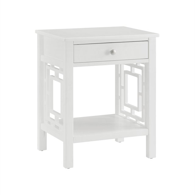 Linon Luster 1-Drawer Wood End Table in White