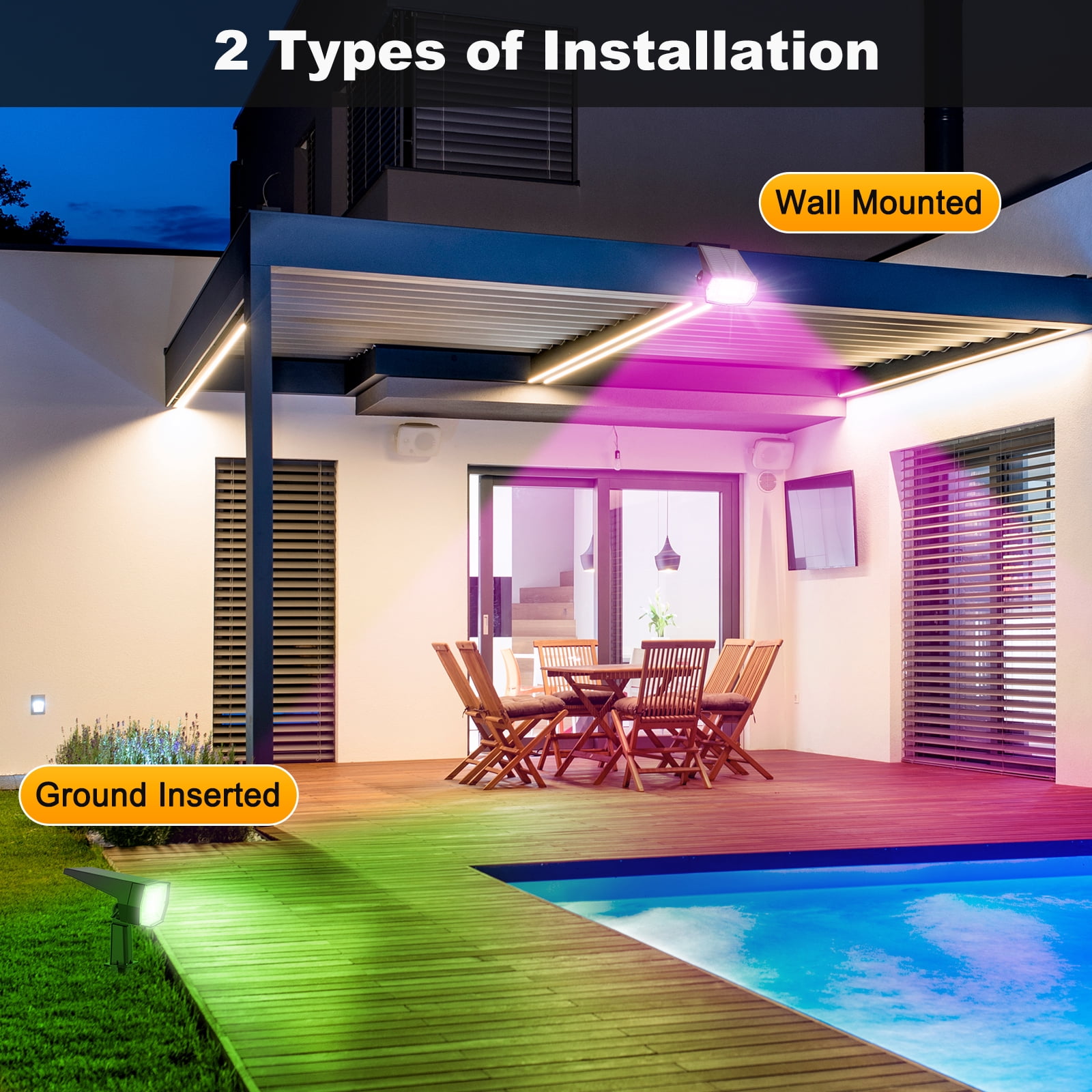 Solar Color Changing Lights Outdoor, 9 Color Modes Landscape Spotlights, Dusk To Dawn Solar Powered Spot Lights For Outside, Solar Garden Lights For Yard, Pathway, Tree 6 Pack (Multicolor)