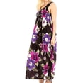 thumbnail image 3 of Sakkas Iyabo Women's Sleeveless Casual Summer Floral Print Dress Maxi Long Stretch - B-Purple - One Size, 3 of 5