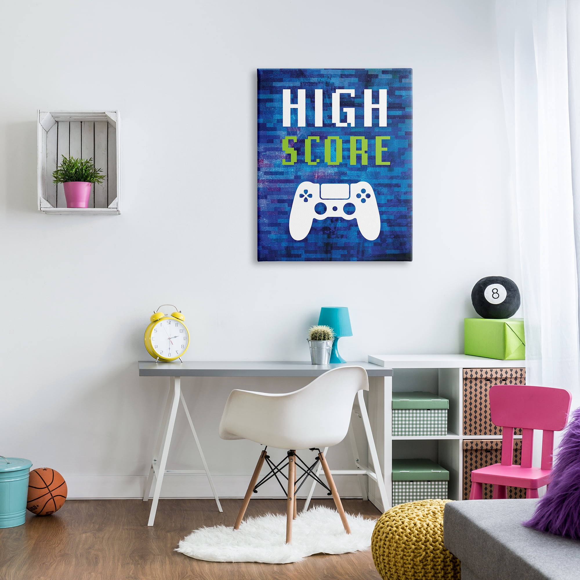 Stupell Industries High Score Pixel Style Gaming Controller Typography Graphic Art Gallery Wrapped Canvas Print Wall Art, Design by Victoria Barnes