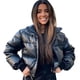thumbnail image 3 of Chaqueta de algodón de cuero PU para mujer, chaqueta corta de cuello alto, cálida, de algodón, para motocicleta, para chica, informal, 3 of 6