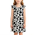 thumbnail image 2 of Girls Casual Ruffled Sleeve Cow Print A-Line Dresses Halloween Cow Cosplay Halloween Girl Outfit Size 3-10 Years, 2 of 5
