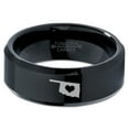 thumbnail image 2 of Tungsten Oklahoma Sooner State Heart Band Ring 8mm Men Women Comfort Fit Black Beveled Edge Polished, 2 of 4