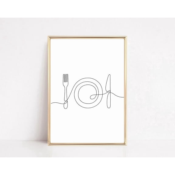 kitchen wall art | kitchen decor | line art | kitchen print | kitchen art print | home decor | dining room wall decor |, Unframed Paper Poster 8x10in