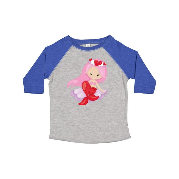 Inktastic Valentine's Day Mermaid, Cute Mermaid, Pink Hair Girls Toddler T-Shirt