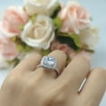 thumbnail image 3 of Halo Art Deco Cushion Cut Ring Blue Sapphire CZ 925 Sterling Silver Size 8, 3 of 7