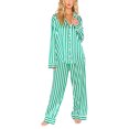 thumbnail image 2 of Womens Pajama Set Striped Long Sleeve Button Down Shirt with Pants Sleepwear Pjs Lounge Sets, 2 of 10
