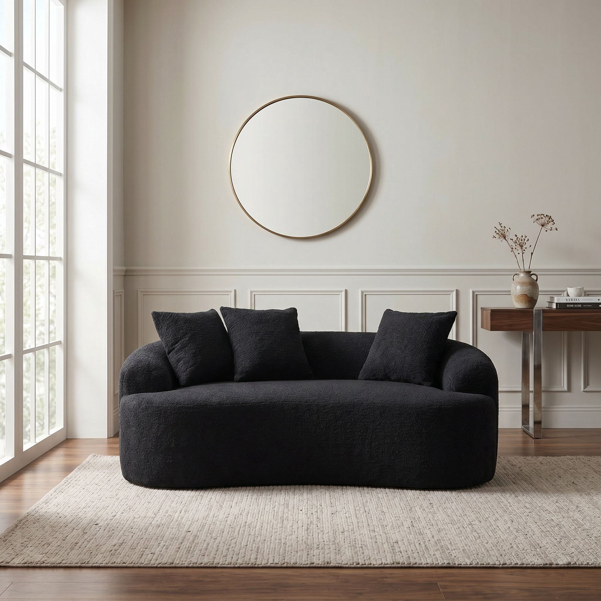 Sailvan Curved Loveseat No-Assembly Chenille Sofa for Small Spaces