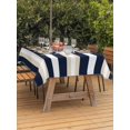thumbnail image 4 of 60x102 Inch Outdoor Tablecloth with Umbrella Hole Zipper Rectangle Khaki Navy Blue Striped Rectangular Tablecloths Outside Waterproof Farmhouse Abstract Lines Art Patio Table Cover for Picnic Party, 4 of 8