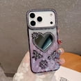 thumbnail image 5 of for iPhone 17 Pro Max Bling Case, Shockproof Luxury Shiny Diamond 3D Butterfly Glitter Case Girls Woman Thin Soft Phone Cover Love Heart Makeup Mirror for iPhone 17 Pro Max 6.9 inch, Purple, 5 of 9