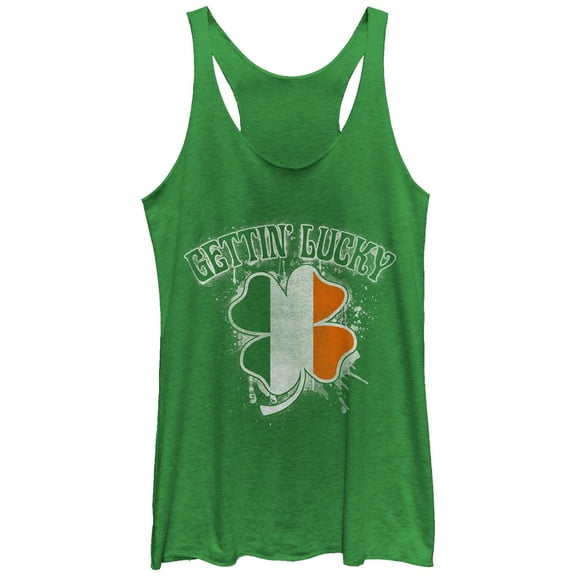 Women's Lost Gods Getting Lucky Ireland  Racerback Tank Top Envy Green Small