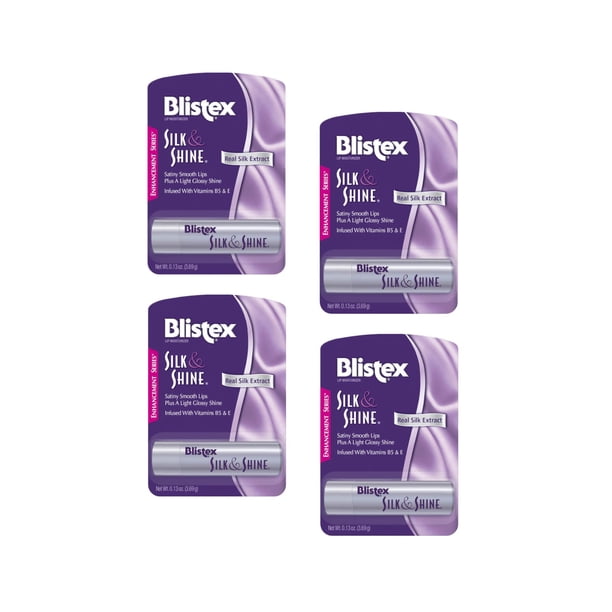 Crema hidratante para labios Blistex Silk & Shine, 3,7 ml, paquete de 4