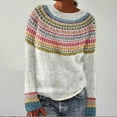 thumbnail image 2 of NMMUED Fairisle Sweaters for Women Knitted Tops for Women Womens Tops Casual Pullover Sweaters for Women Soft Sweaters for Women Business Casual Sweaters for Women Knit Sweater for Women White 4XL, 2 of 4