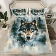 thumbnail image 2 of Feelyou Jungle Wolf Wildlife Bed Sheets, Western Farmhouse Lake King Sheets, 3D Rustic Animal Sheet Set, Luxury Bedroom Decor, 4 Pieces, 2 of 7