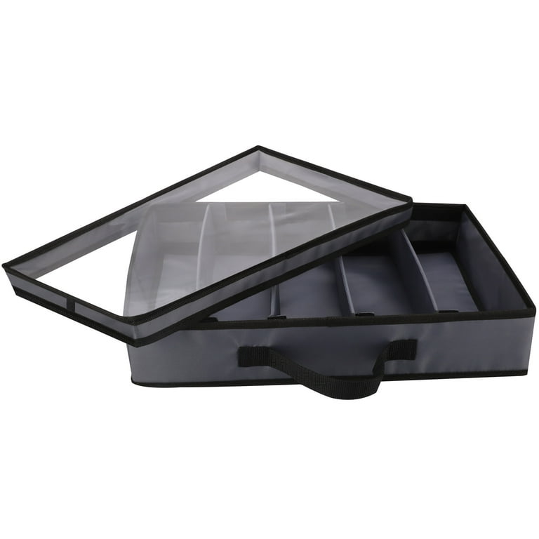 Flatware Storage Case Silverware Storage Box with 4 Adjustable Dividers  Large