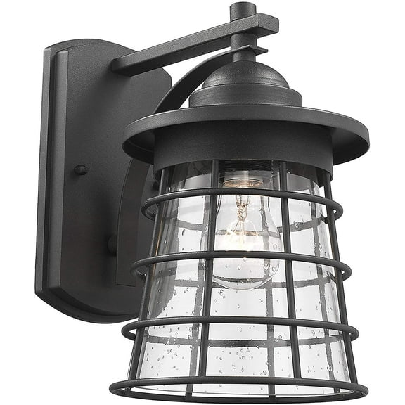 RADIANCE Goods Transitional 1 Light Textured Black Outdoor Wall Sconce 11" Tall