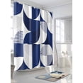 thumbnail image 3 of Dark Blue Circular Shower Curtain, Medieval Geometric Abstract Waterproof Shower Curtain Set with 12 Hooks Lightweight Washable Fabric Shower Curtains for Bathroom 72x72 Inches, 3 of 6