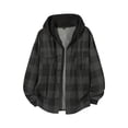 thumbnail image 5 of LYSMORA Mens Drawstring Hooded Long Sleeve Plaid Flannel Shacket Dual Chest Patch Pockets Ribbed Cuffs Button Front Casual Street Outer Jacket Top, 5 of 8