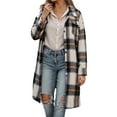 thumbnail image 2 of Letdown Women Fall Button Down Long Sleeve Plaid Shirt Business Casual Blouse Top Lightweight Comfy Fashion Outerwear (Dark Gray,M), 2 of 7