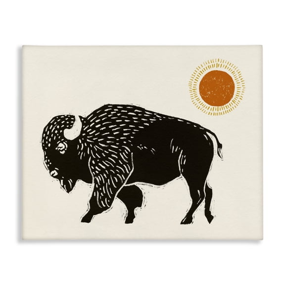 Stupell Industries Bohemian Boho Bison Facing Left Canvas Art, 20 x 16, by Victoria Barnes