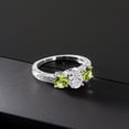 thumbnail image 5 of Gem Stone King 10K White Gold IGI Certified Lab Grown Diamond and Peridot 3 Stone Engagement Ring for Women | 2.28 Cttw | Center Diamond Oval 1 Ct | D-E Color | VS1-VS2 Clarity | Size 8, 5 of 6
