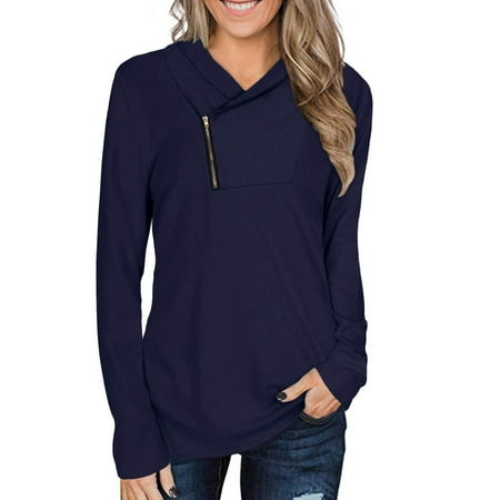 

KaLI_store Fall Tops For Women Women s Turtleneck Long Sleeve Shirts Neck Slim Fitted Casual Pullovers Underscrubs Layer Tee Tops