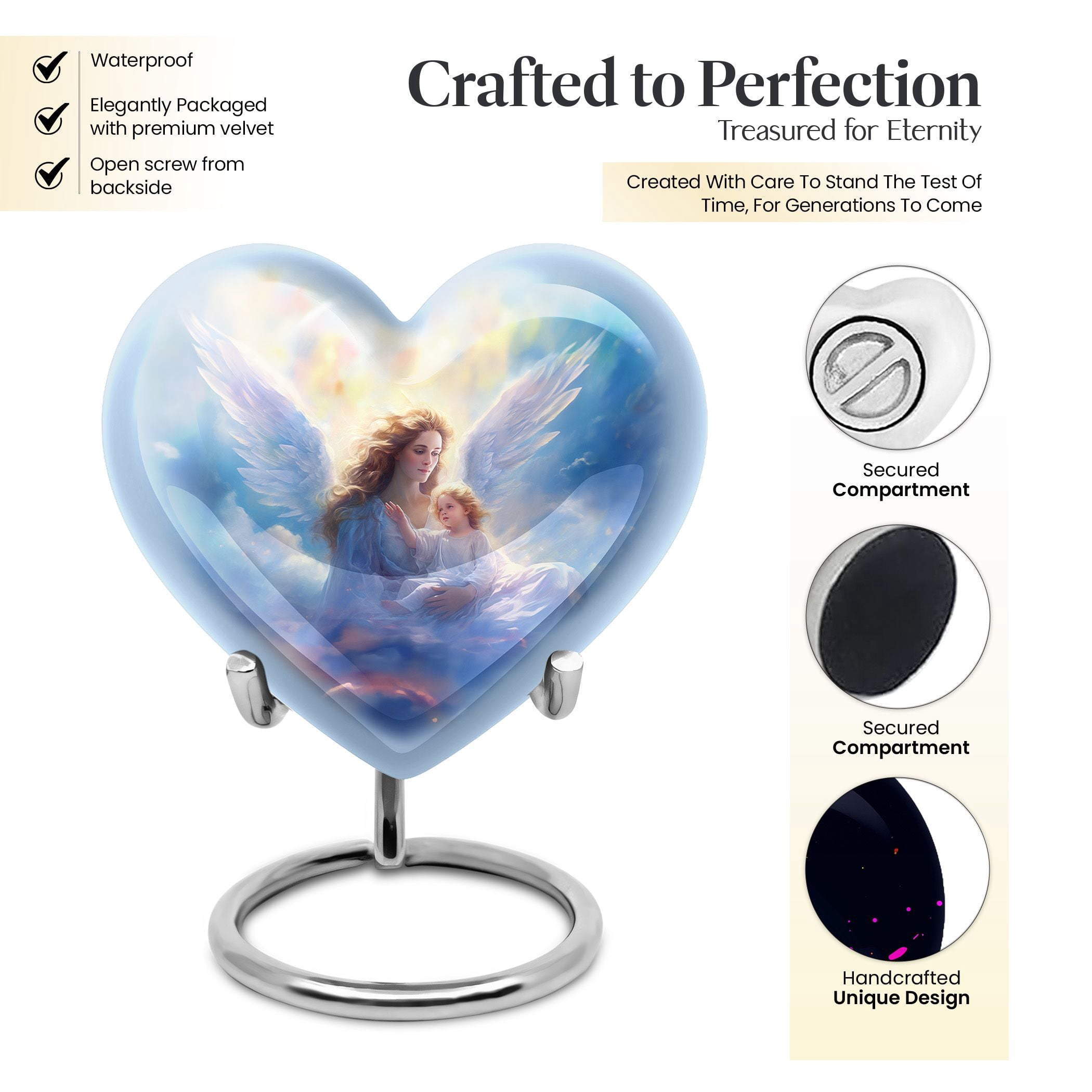 Mother's Love In The Heavens Small Urns For Human Ashes Adult - Cremation Urn For Adults - Tranquil Eternity Urn - Smooth And Calming Design For Adult Rest (3inch,1pcs)